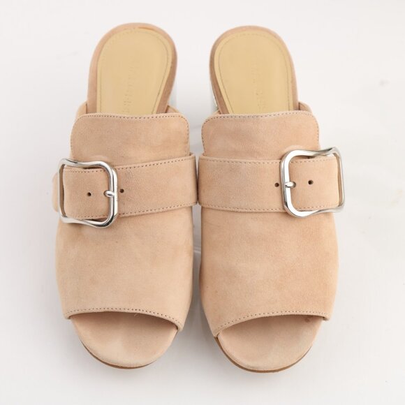 Marc Fisher Womens Rima Sandal Size 6 Tan Blush Suede Block Heel Mule Slide Shoe - Picture 8 of 10